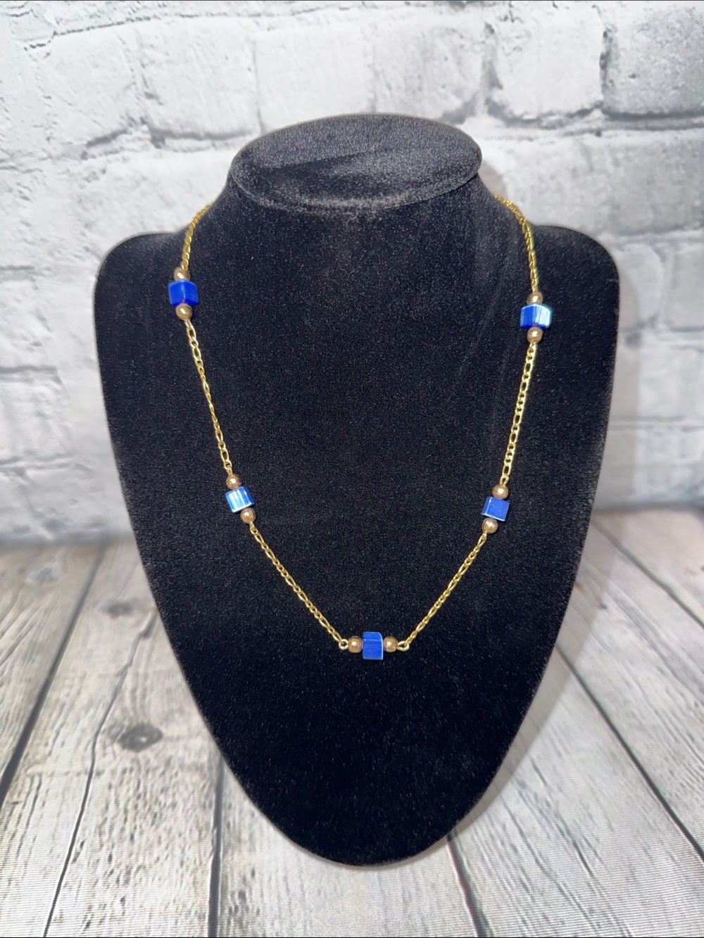 Gold Lapis Stone Necklace